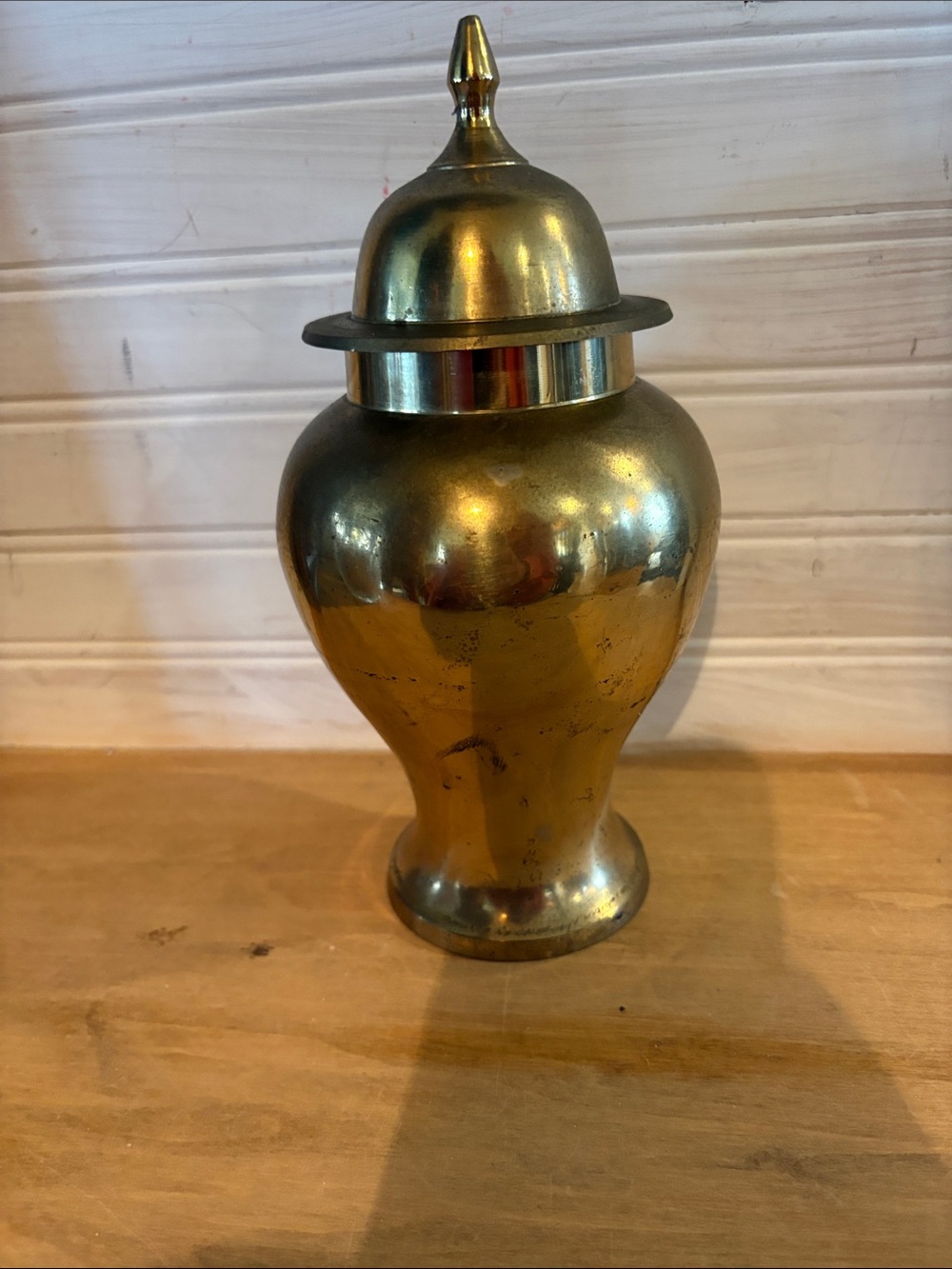 Brass Lidded Decorative Jar - Gold Accent Home Accent
